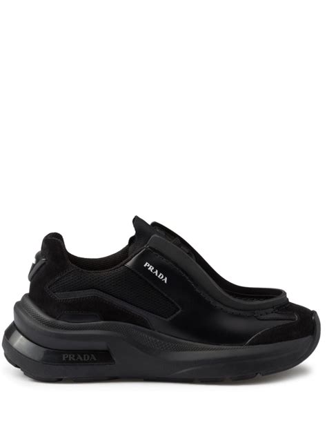 Prada Logo Print Panelled Sneakers 